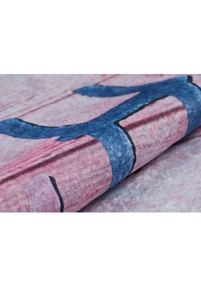 Bespoky Geometrik Desenli Halısı Dijital Baskı Kaymaz Pembe - Açık Pembe