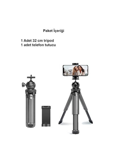 Masaüstü Mini Tripod / 360 Ayarlanabilir 32 Cm Selfie Çubuğu / M