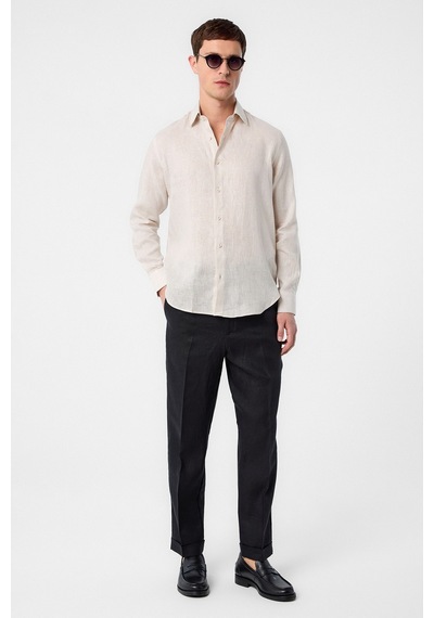 Antioch 100% Keten Comfort Fit Erkek Gömlek Bej