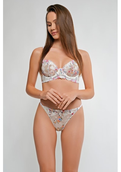 Vos Versa Yüksek Kalite Çiçekli Balenli Beyaz Brode Extra Soft Sütyen Külot Takım-beyaz Beyaz