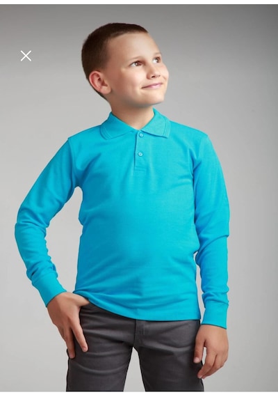 Dıgıl Kids Çocuk Polo Yaka Okul Tişörtü Uzun Kol Turkuaz