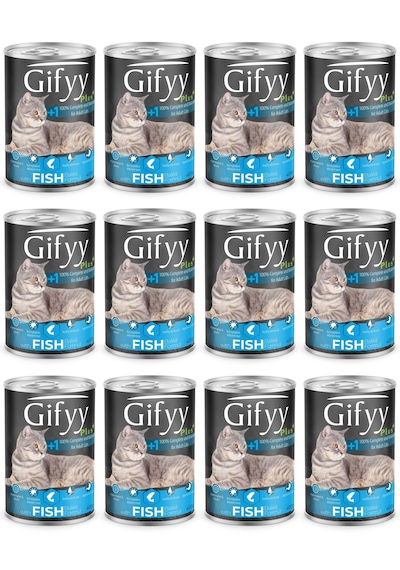 Giffy 400 Gr Parça Balıklı Kedi Yaş Mama 12 Adet