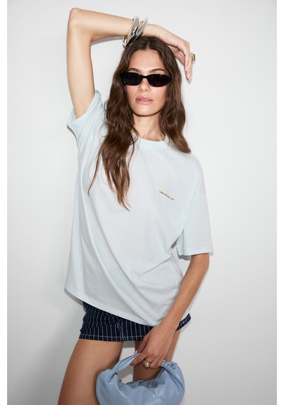Grımelange Cassıane Kadın Bisiklet Yaka Kısa Kollu Ön Ve Arka Baskılı Regular Açık Mavi T-shirt Grımelange Cassıane Kadın Bisiklet Yaka Kısa Kollu Ön Ve Arka Baskılı Regular Açık Mavi T-shirt