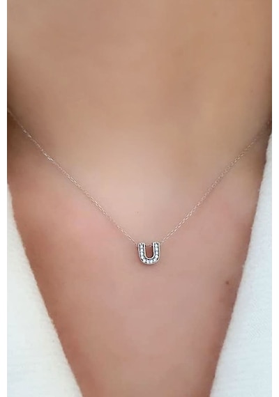 U Harfi Gümüş Minimal Kolye