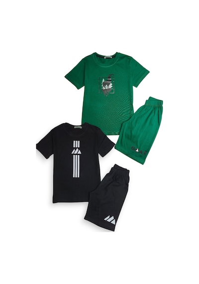 Minik Motion 2'li Set Kısa Kollu Tshirt Ve Şortlu Çocuk Minikmotion Alt Üst Takım Siyah-yeşil Minik Motion 2'li Set Kısa Kollu Tshirt Ve Şortlu Çocuk Minikmotion Alt Üst Takım Siyah-yeşil