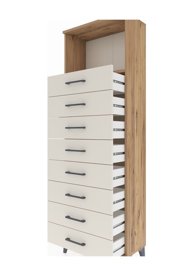 Arges Dolap Tek Raflı 8 Çekmeceli 60x30x182 Çam-aytaşı Çam
