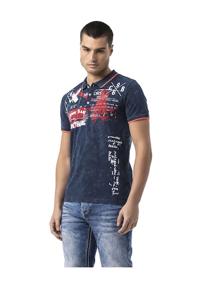 Cipo & Baxx Erkek Baskılı Polo Yaka Kısa Kollu Günlük Tişört - Ct795 Navyblue