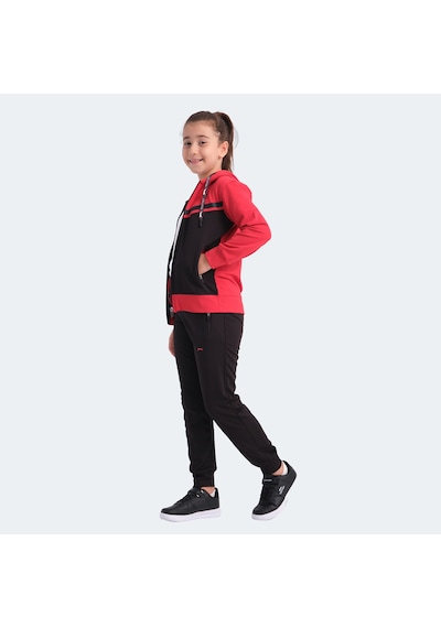 Slazenger NOON Çocuk Fermuarlı Kapüşonlu Cepli Siyah / Kırmızı Eşofman Takımı Slazenger NOON Çocuk Fermuarlı Kapüşonlu Cepli Siyah / Kırmızı Eşofman Takımı
