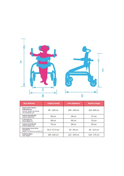 Loco Sun Gait Trainer Walker Ayarlanabilir Destekli Yürüme Eğitimi Cihazı Medium Pr-919