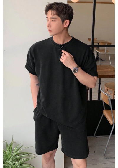 Tarz Cool Erkek Oversize T-shirt Şort Takım Rahat Yazlık Kombin Siyah