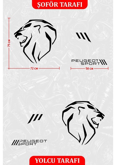 Peugeot Sport Yan Gövde Sticker Seti Siyahparlak - 864812067