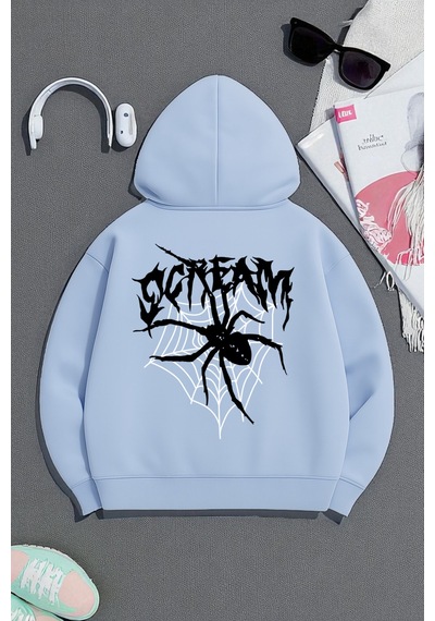 Uyguntarz Scream Baskılı Oversize Sweatshirt Bebe Mavisi