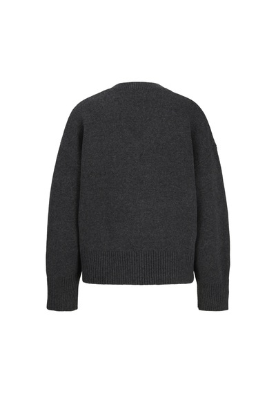 Jack & Jones Kadin Wide Fit V Yaka Triko Kazak - Elsa - 12301418 Dark Grey Melange