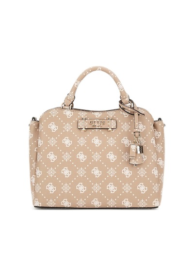 Guess Kadın Kilit Aksesuarlı Monogram Desenli El Çantası - Bej Bej