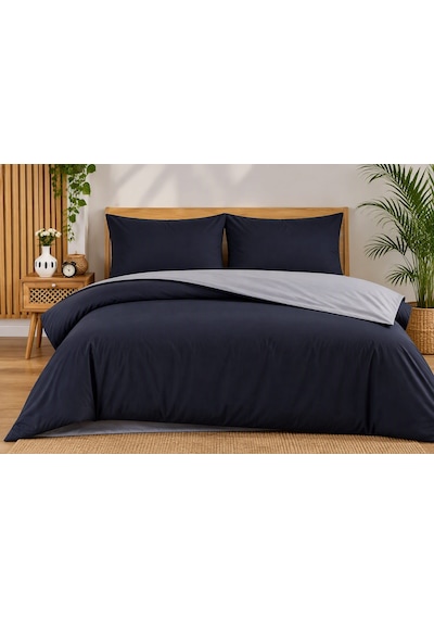 Lux Comfort Düz Renk Çift Kişilik Nevresim Takımı Çift Renkli Yumuşak Dokulu 200x220 Cm 4 Parça Antrasit Gri