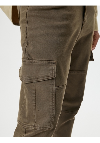 Koton Yıkamalı Pantolon Kargo Cepli Dikiş Detaylı Slim Fit Düğmeli Kahverengi 4wam40139hw Koton Yıkamalı Pantolon Kargo Cepli Dikiş Detaylı Slim Fit Düğmeli Kahverengi 4wam40139hw