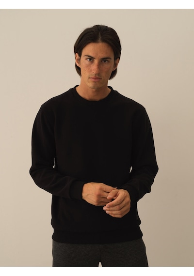 Xint Siyah Regular Fit Bisiklet Yaka Pamuklu Sweatshirt 300291
