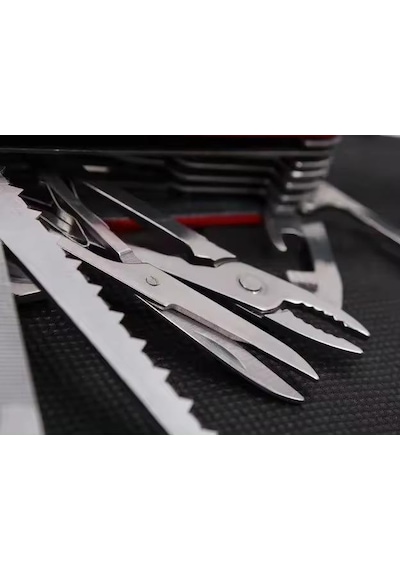 Valkyrie17 Fonksiyonlu Çok Amaçlı Multitool Kamp Çakı Profesyonel Outdoor & Günlük Kullanım Siyah