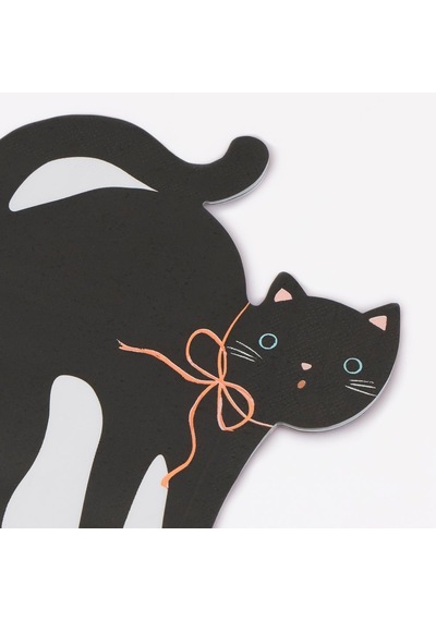Meri Meri - Halloween - Cadılar Bayramı Kedi Şeklinde Peçete - 16 Adet 0 - 99