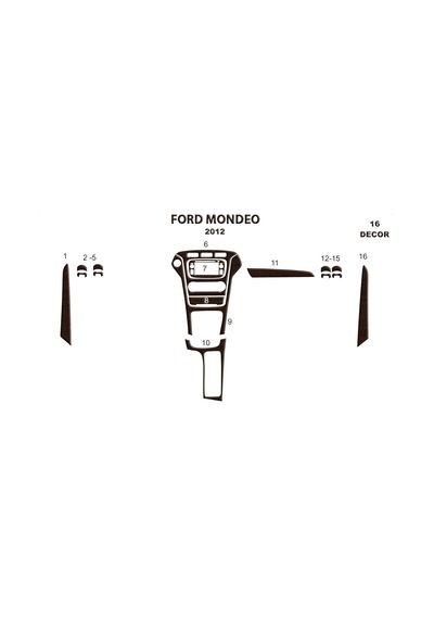 Ford Mondeo Torpido Kaplama 2010-2014 16 Parça Koyu Meşe