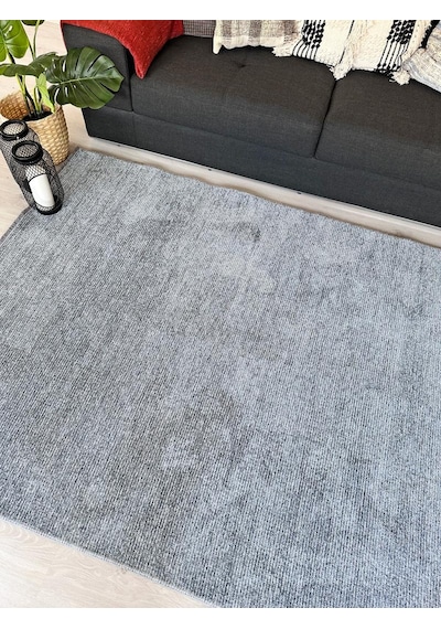 Konya Yıkanabilir Makine Dokuma Modern Çizgili Salon Yolluk Düz Halı Mavi