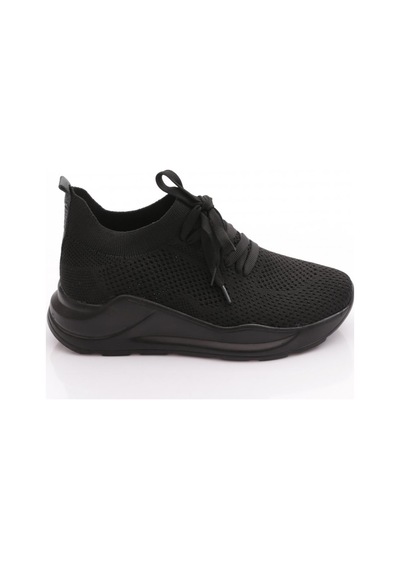 Dgn 745 Kadin Bağcikli Örgülü Sneaker Ayakkabi Siyah