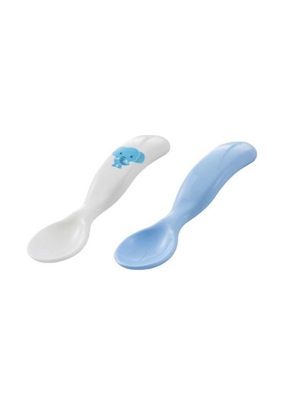 Mamajoo Ergonomik Beslenme Kaşık Seti Mavi & Fil, 6 Ay+ İkili