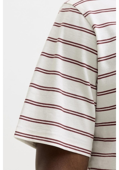 Jack & Jones Jornorrebro Çizgili Erkek Tişört Bisiklet Yaka Kısa Kollu Krem