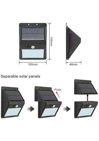 Güneş Enerjili Hareket Sensörlü Led Lamba 120 3-4 Metre Mesafe Diğer