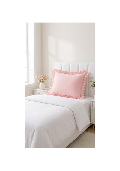 Fırfırlı Pamuklu Kumaş Yastık Kılıfı 50 X 70 Somon - 719396431 Somon