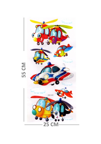 Duvar Sticker Kabartmalı 3 Boyutlu Sticker, 3d Duvar Stiker Xmc001 55x25 Cm - Helikopter