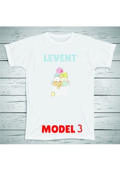 Penguen Karakterli Çocuklara Özel İsim Baskılı Tshirt , Micro Beyaz