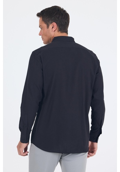 İmza Siyah Uzun Kol Düz Armür Oval Yaka Casual Comfort Fit Gömlek 1004250249 Siyah İmza Siyah Uzun Kol Düz Armür Oval Yaka Casual Comfort Fit Gömlek 1004250249 Siyah