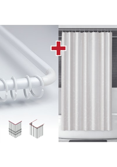 Mermer Desen Banyo Perdesi + Askı Aparatı Polyester Kumaş Plastik C Halkalı Duş Perdesi Çok Renkli