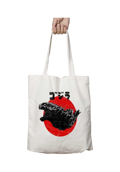 Art Hediye Rising King Godzilla İki Tarafı Kalıcı Baskılı Yıkanabilir Okul Plaj Omuz Bez Çantası Çok Renkli