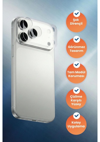 Apple Uyumlu iPhone 17 Pro Görünmez Darbe Emici Lens Modülü Koruma Filmi