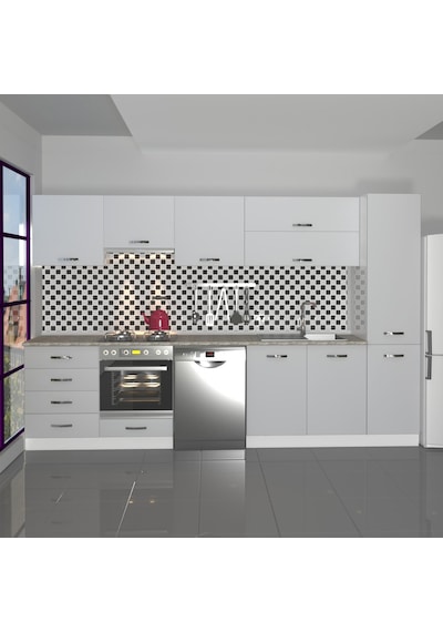 Decoraktiv Elite 325yq Ankastre Fırın Modüllü Mdf Hazır Mutfak Dolabı - Tezgah Dahil - Buz Gri Açık Gri Decoraktiv Elite 325yq Ankastre Fırın Modüllü Mdf Hazır Mutfak Dolabı - Tezgah Dahil - Buz Gri Açık Gri