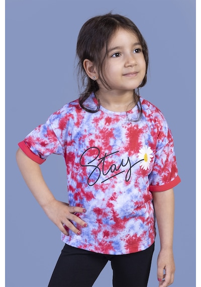 Toontoy Kids Toontoy Kız Çocuk Batik Desenli Baskılı Tişört Nar Çiçeği
