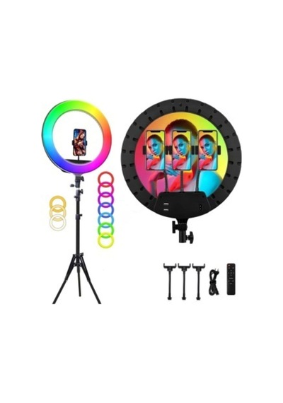 Rgb 18 Inç Ring Light 15 Renk Kumandalı Profesyonel Makyaj Kuaför Tripod