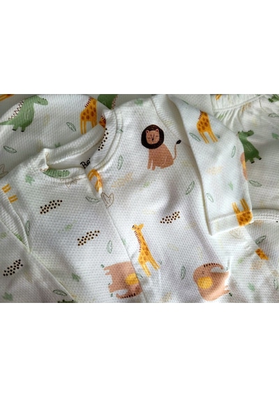 Bebitof Incibaby 10'lu Erkek Bebek Hastane Çıkışı Zürafa Desenli Beyaz