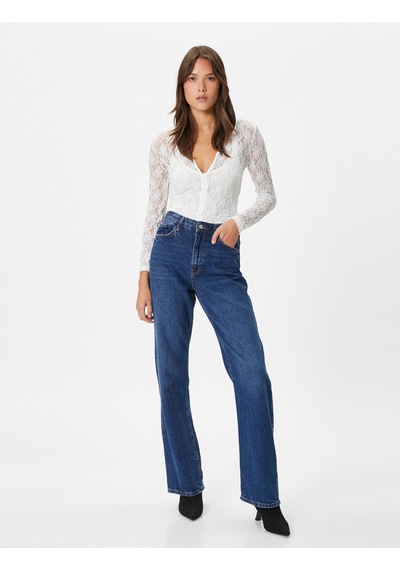 Koton Dantelli Gömlek Düğmeli Uzun Kollu Slim Fit Ekru 4wak60024ek 4wak60024ek010 Ekru