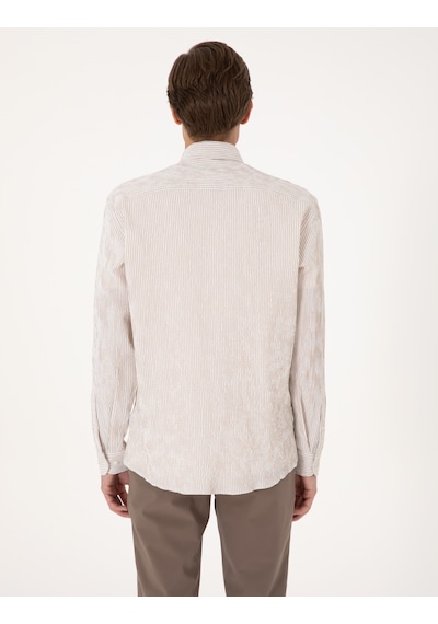 Pierre Cardin Erkek Bej Gömlek Desenli 50307084-vr011 Bej