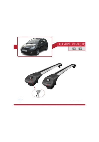 Toyota Corolla Spacio E120 2001-2007 Arası İle Uyumlu Ace-1 Ara Atkı Tavan Barı Gri