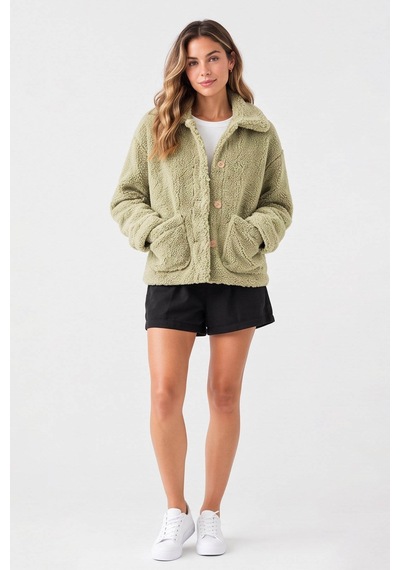 Fashion Friends Peluş Yeşil Kadın Ceket 26k0419k1