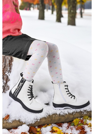 Kiko Kids Termo Taban Kız Çocuk Bot 622 Çatlak Beyaz