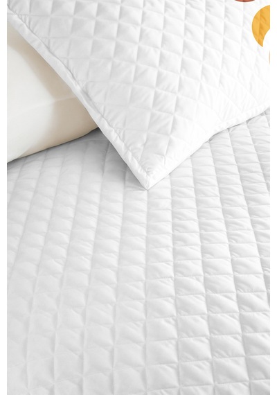 Minimal Geometrik Genç Odası Tek Kişilik Pike Takımı - Bohem Hardal Bej 160x220 Cm Yatak Örtüsü Killi Perde Baharı