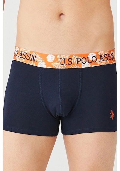 U.S. Polo Assn. Erkek Turuncu Baskılı - Lacivert - Turuncu 3'lü Boxer Turuncu- Turuncu Desenli- Lacivert