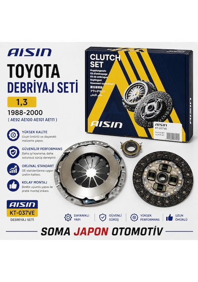 Corolla 88-00 1.3 Ae92 Ae100 Ae101 Ae111 Debriyaj Seti Aısın Kt-037ve