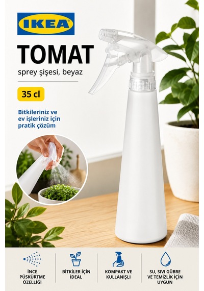 Tomat Sprey Şişesi Beyaz 35 Cl Ayarlanabilir Püskürtme Başlıklı Bitki Sulama Ve Nemlendirme Spreyi