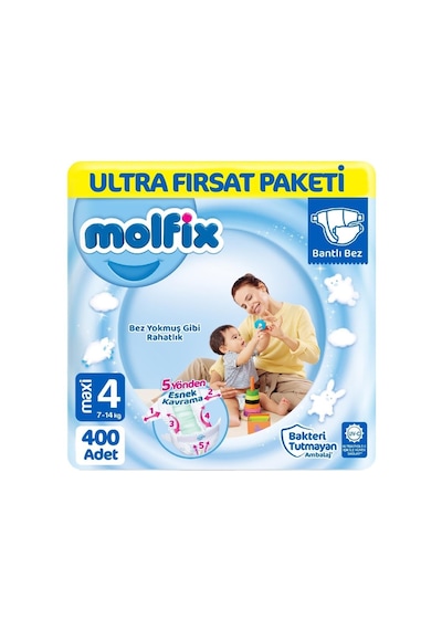 Molfix Bebek Bezi 4 Beden Ultra Fırsat Paketi 100x4 400 Adet 4'lü